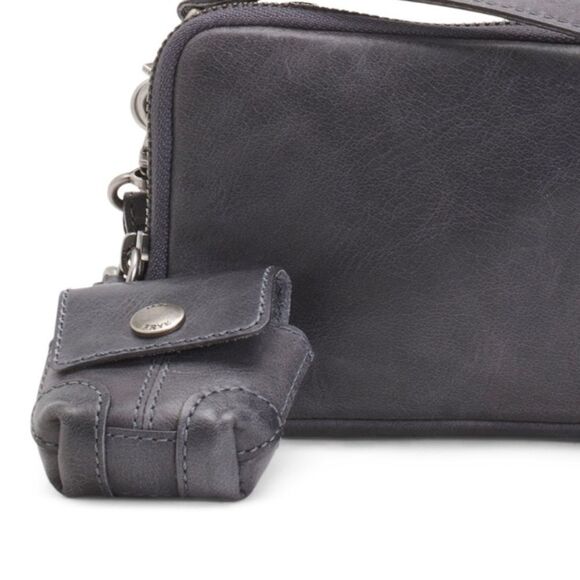 FRYE Gray Distressed Leather Melissa 3-in-1 Pouch Purse Sanitizer Crossbody Bag - Picture 5 of 16
